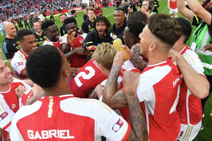 Framed Print : Arsenal Celebrates Community Shield Victory Over Manchester City (2023-24) Framed Print : Arsenal Celebrates Community Shield Victory Over Manchester City (2023-24)