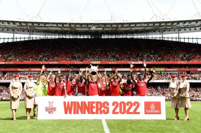 Framed Print : Arsenal Celebrates Emirates Cup Victory over Sevilla, July 2022 Framed Print : Arsenal Celebrates Emirates Cup Victory over Sevilla, July 2022