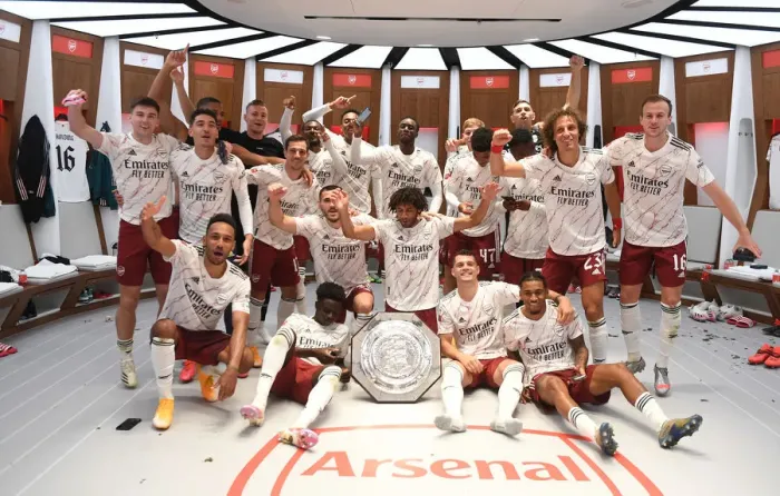 Framed Print : Arsenal Celebrates FA Community Shield Win Against Liverpool Framed Print : Arsenal Celebrates FA Community Shield Win Against Liverpool
