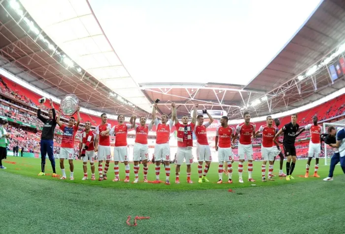 Framed Print : Arsenal Celebrates FA Community Shield Win Against Manchester City (2014) Framed Print : Arsenal Celebrates FA Community Shield Win Against Manchester City (2014)