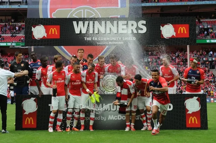 Framed Print : Arsenal Celebrates FA Community Shield Win Against Manchester City (2014)