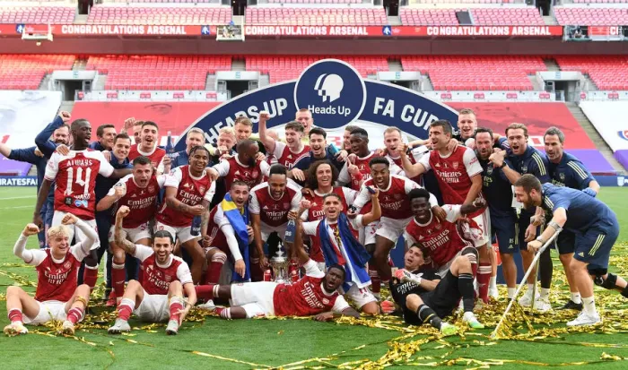 Framed Print : Arsenal Celebrates FA Cup Victory Over Chelsea at Empty Wembley Stadium (2020)