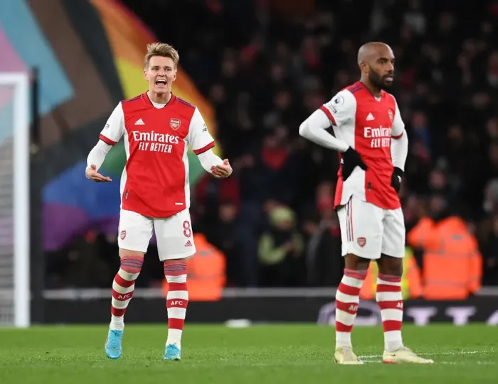 Framed Print : Arsenal Celebrates First Goal: Martin Odegaard Rallies Fans vs. Wolverhampton Wanderers (2021-22)