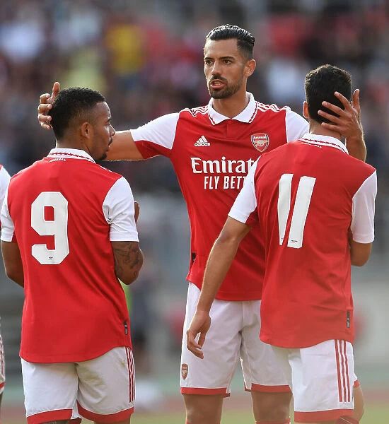 Arsenal Celebrates Goals Against 1. FC Nurnberg in Pre-Season Match
