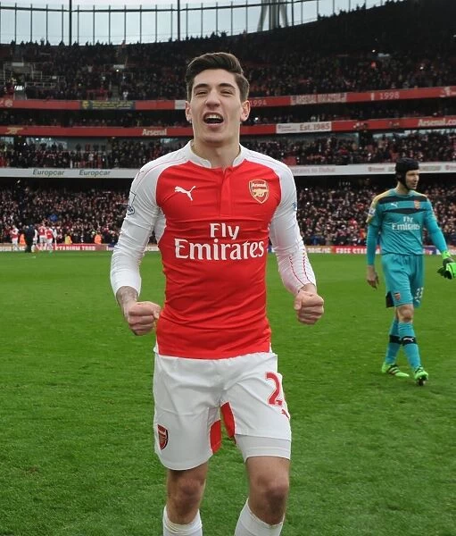 Arsenal Celebrates Premier League Victory Over Leicester City: Hector Bellerin's Triumphant Moment