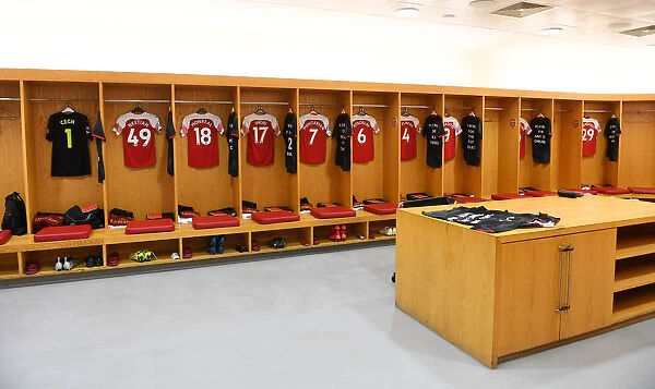 Arsenal Changing Room Before Arsenal v Huddersfield Town Premier League Match, Emirates Stadium, London, 2018
