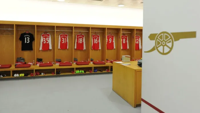 Framed Print : Arsenal Changing Room Before Arsenal vs. West Bromwich Albion, Premier League 2016-17