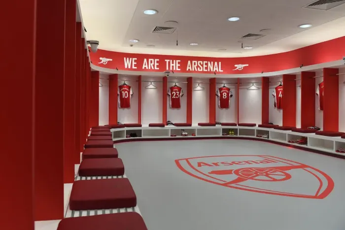 Framed Print : Arsenal Changing Room Before Arsenal vs. Watford: 2021-22 Premier League