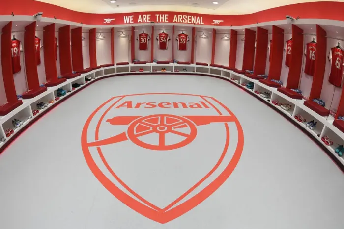 Framed Print : Arsenal Changing Room Before Arsenal vs Leeds United: Premier League Showdown at Emirates Stadium (2021-2022)