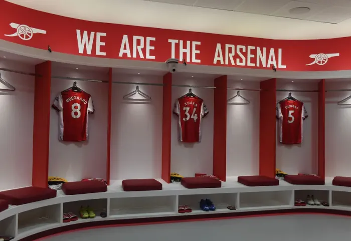 Framed Print : Arsenal Changing Room Before Arsenal vs West Ham United - Premier League 2021-22