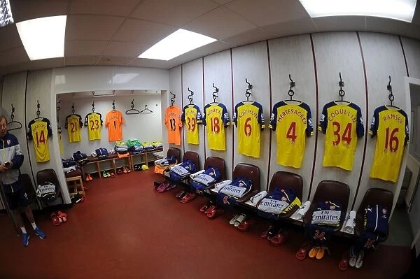 Arsenal Changing Room Before Burnley Match, Premier League 2014 / 15