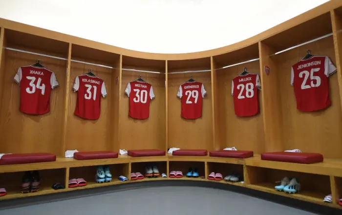 Framed Print : Arsenal Changing Room Before Emirates Cup Match against Olympique Lyonnais (2019-20)