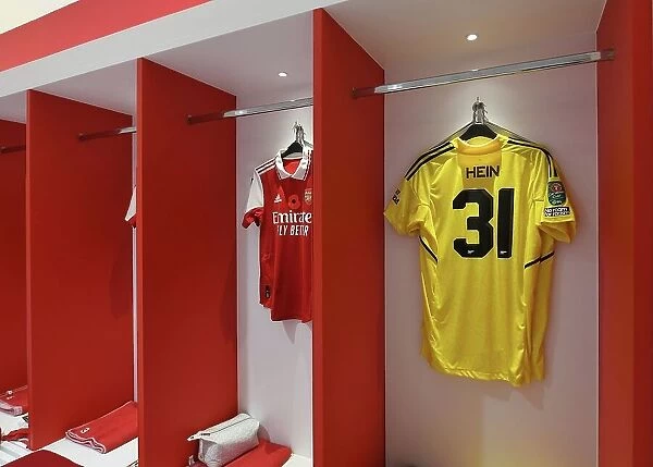Arsenal Changing Room: Karl Hein's Shirt Awaits Before Arsenal vs Brighton & Hove Albion (Carabao Cup 2022-23)