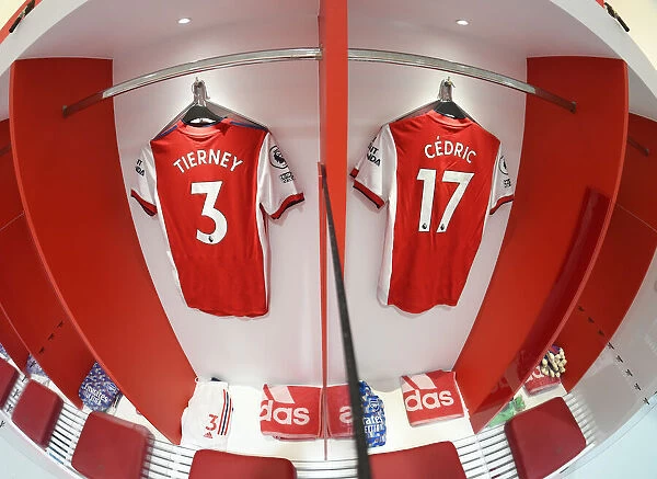 Arsenal Changing Room: Kieran Tierney and Cedric's Shirts Before Arsenal vs. Liverpool (2021-22)