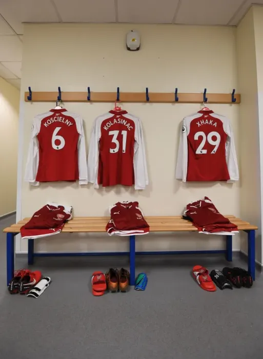 Framed Print : Arsenal Changing Room Before Match: West Bromwich Albion vs. Arsenal (2017-18)