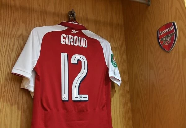 Arsenal Changing Room: Olivier Giroud Prepares for Arsenal v Norwich City - Carabao Cup Fourth Round