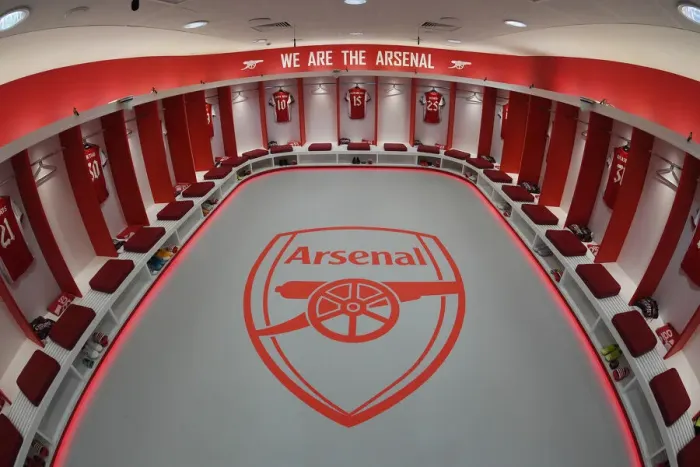 Framed Print : Arsenal Changing Room: Pre-Match Preparation Ahead of Carabao Cup Clash with Leeds United
