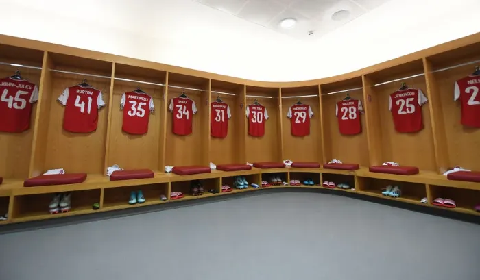 Framed Print : Arsenal Changing Room: Preparing for Arsenal v Olympique Lyonnais - Emirates Cup 2019