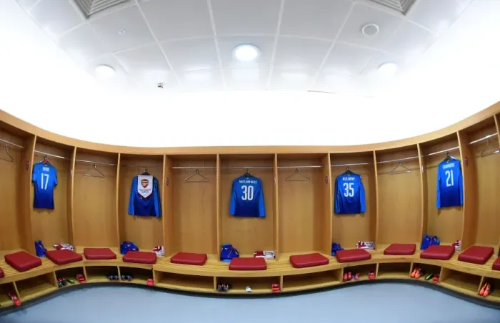 Framed Print : Arsenal Changing Room: Preparing for Battle against Östersunds FK (UEFA Europa League, 2018)
