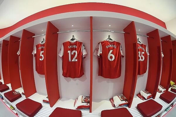Arsenal Changing Room: Saliba and Gabriel Gear Up for Arsenal v Newcastle United (2022-23)