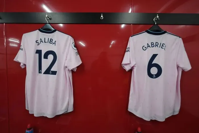 Framed Print : Arsenal Changing Room: Saliba and Gabriel's Shirts Before Crystal Palace Clash (2022-23) Framed Print : Arsenal Changing Room: Saliba and Gabriel's Shirts Before Crystal Palace Clash (2022-23)