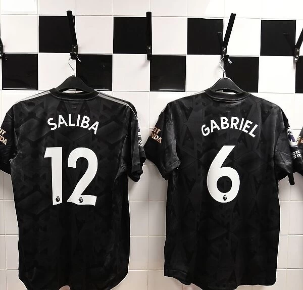 Arsenal Changing Room: William Saliba and Gabriel's Shirts Before Fulham Match, 2022-23