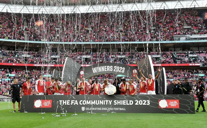 Framed Print : Arsenal Claims 2023-24 Community Shield Victory over Manchester City at Wembley Stadium Framed Print : Arsenal Claims 2023-24 Community Shield Victory over Manchester City at Wembley Stadium
