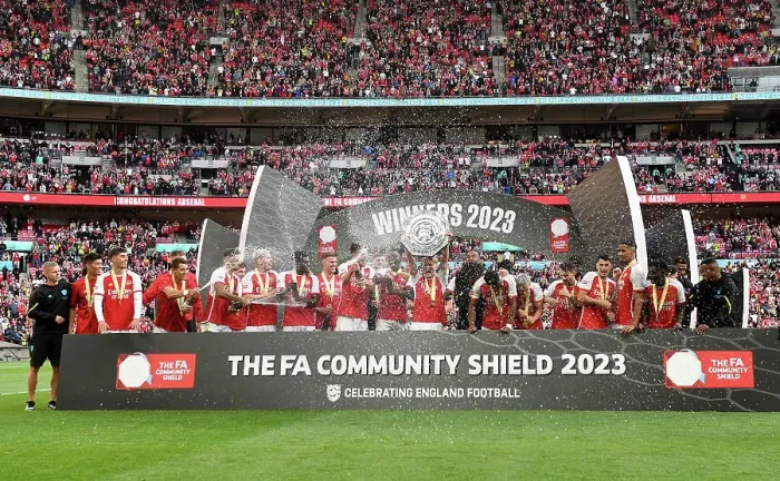Framed Print : Arsenal Claims Community Shield: Victory over Manchester City, 2023-24 Framed Print : Arsenal Claims Community Shield: Victory over Manchester City, 2023-24