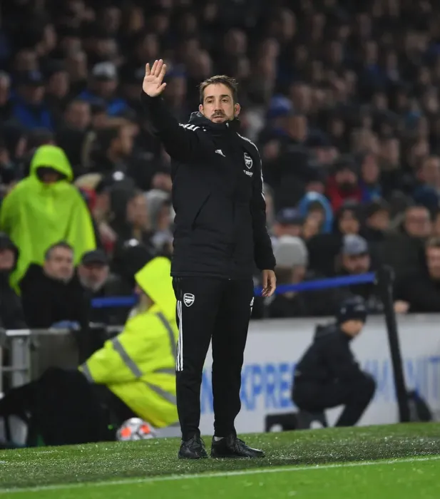 Framed Print : Arsenal Coach Nico Mourinho at Brighton & Hove Albion Match, Premier League 2021-22