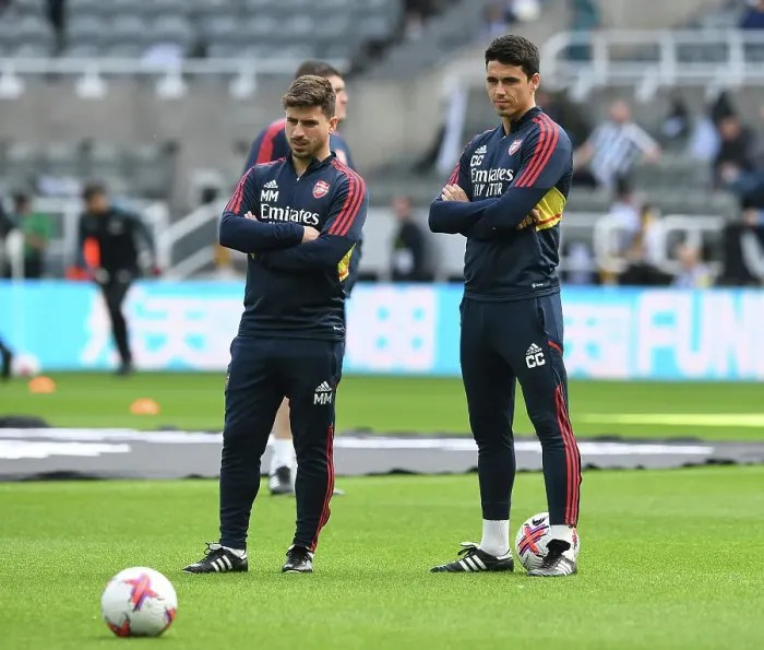 Framed Print : Arsenal Coaches Manuel Molina and Carlos Cuesta Before Newcastle United Clash in Premier League