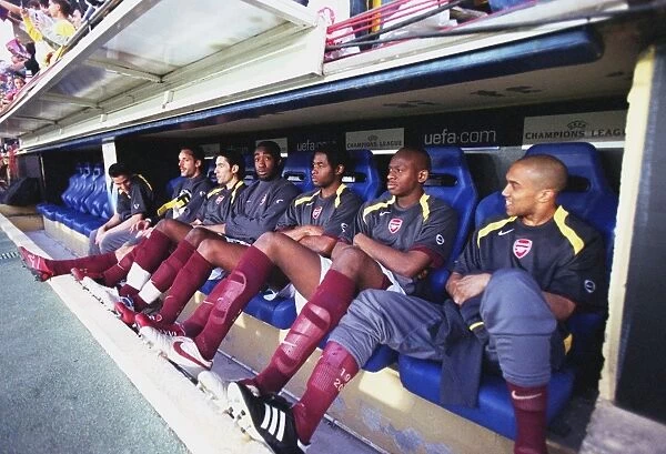 Arsenal Coaches and Players on The Bench during the UEFA Cup Semifinal against Villarreal, 2006
