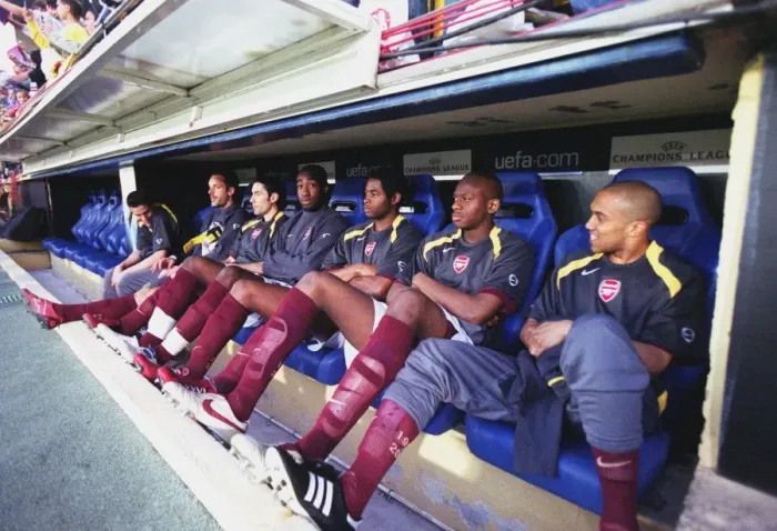 Framed Print : Arsenal Coaches and Players on The Bench during the UEFA Cup Semifinal against Villarreal, 2006 Framed Print : Arsenal Coaches and Players on The Bench during the UEFA Cup Semifinal against Villarreal, 2006