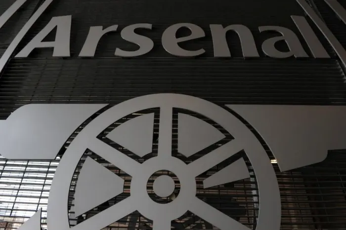 Framed Print : Arsenal crest in the car park. Arsenal 1: 1 AC Milan. Emirates Cup, pre season Framed Print : Arsenal crest in the car park. Arsenal 1: 1 AC Milan. Emirates Cup, pre season