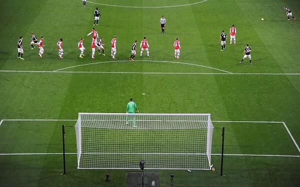 Arsenal Defend Against Southampton Free Kick in Premier League Clash