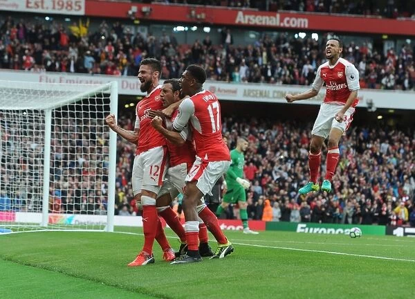 Arsenal Double Strike: Cazorla, Giroud, Iwobi, and Coquelin Celebrate against Southampton (2016-17)
