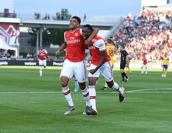 Arsenal Double Strike: Olayinka and John-Jules Celebrate Goal Scoring Moment (2019)