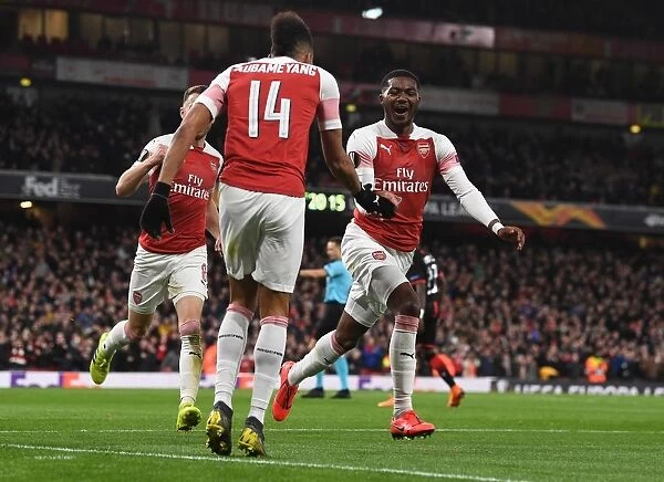 Arsenal Double Trouble: Maitland-Niles and Aubameyang's Europa League Goal Celebration