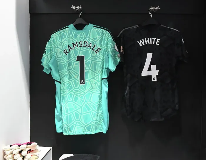 Framed Print : Arsenal Dressing Room: Aaron Ramsdale and Ben White Prepare for West Ham Clash (Premier League 2022-23) Framed Print : Arsenal Dressing Room: Aaron Ramsdale and Ben White Prepare for West Ham Clash (Premier League 2022-23)