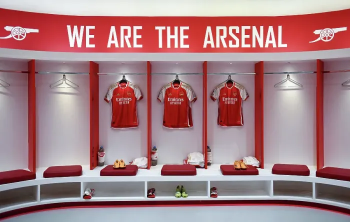 Framed Print : Arsenal Dressing Room: Focus and Preparation Before the Arsenal vs. Wolverhampton Wanderers Match (2022-23)