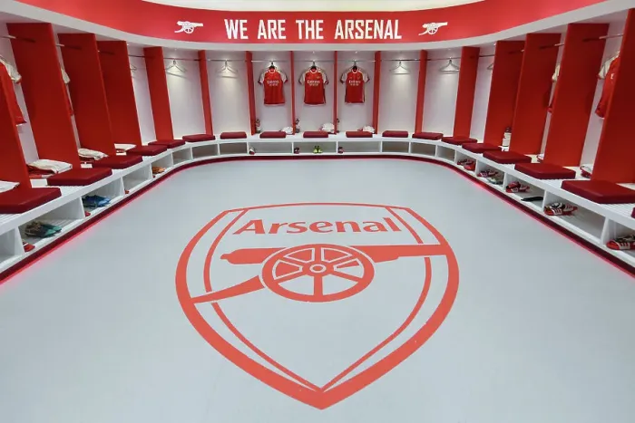 Framed Print : Arsenal Dressing Room: Pre-Match Focus and Intensity before the Clash against Wolverhampton Wanderers (2022-23)