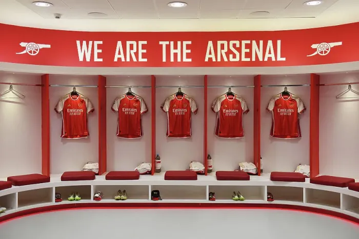 Framed Print : Arsenal Dressing Room: Pre-Match Focus vs. Nottingham Forest (2023-24)