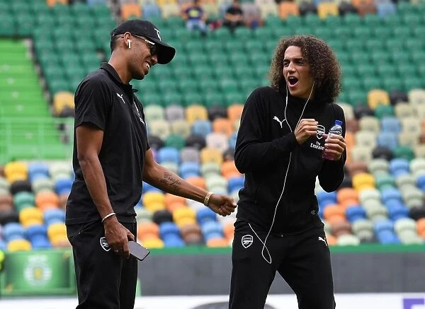 Arsenal Duo Aubameyang and Guendouzi Scout Sporting CP Pitch Ahead of Europa League Clash