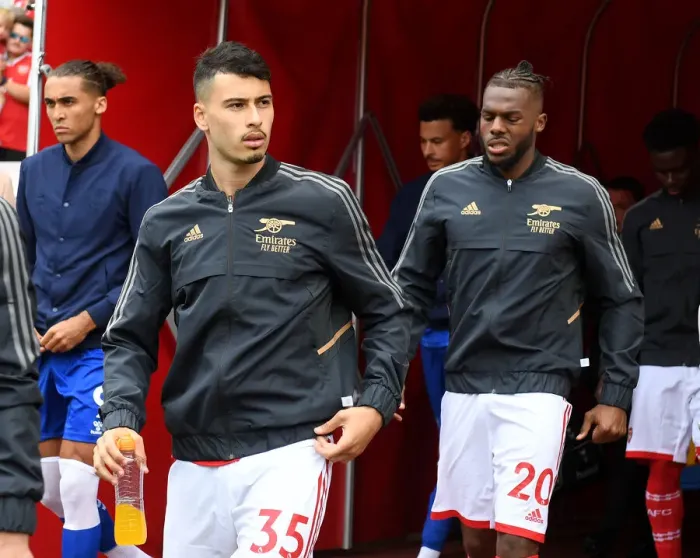 Framed Print : Arsenal Duo Gabriel Martinelli and Nuno Tavares Prepare for Arsenal v Everton Clash (2021-22) Framed Print : Arsenal Duo Gabriel Martinelli and Nuno Tavares Prepare for Arsenal v Everton Clash (2021-22)