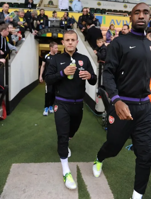 Framed Print : Arsenal Duo Jack Wilshere and Johan Djourou Before Norwich Clash (2012-13)
