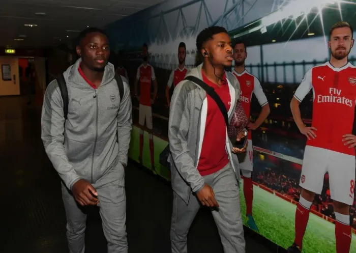 Framed Print : Arsenal Duo Josh Dasilva and Chuba Akpom Arrive before the Carabao Cup Match vs Doncaster Rovers Framed Print : Arsenal Duo Josh Dasilva and Chuba Akpom Arrive before the Carabao Cup Match vs Doncaster Rovers
