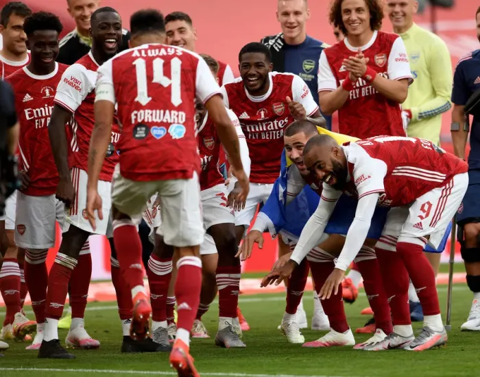 Framed Print : Arsenal FA Cup Victory: Aubameyang, Lacazette, Maitland-Niles Celebrate Over Chelsea (FA Cup Final 2020) Framed Print : Arsenal FA Cup Victory: Aubameyang, Lacazette, Maitland-Niles Celebrate Over Chelsea (FA Cup Final 2020)