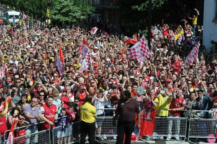 Framed Print : Arsenal FA Cup Victory: A Sea of Celebrating Fans (2014)