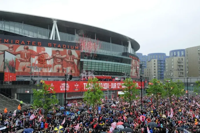 Framed Print : Arsenal FA Cup Victory: The Team's Triumphant Parade at Emirates Stadium (2014-15)