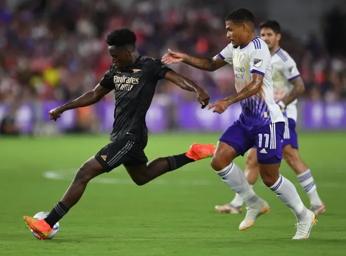 Framed Print : Arsenal Face Off Against Orlando City SC: Albert Sambi Lokonga Under Pressure