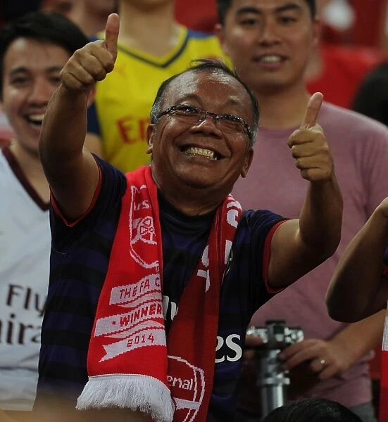 Arsenal Fan Amidst the Action: Arsenal vs. Singapore XI, Barclays Asia Trophy, Kallang, 2015